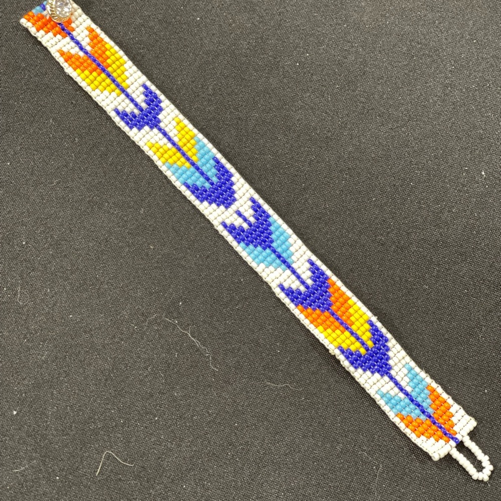 Seed bead loom bracelet, tribal pattern